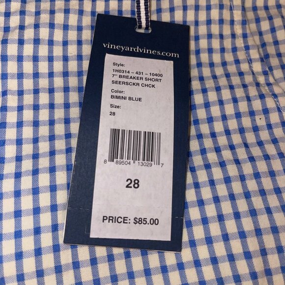 Vineyard Vines Mens Shorts Size 28 Blue Plaid Chino Breaker Pockets New - Picture 3 of 13